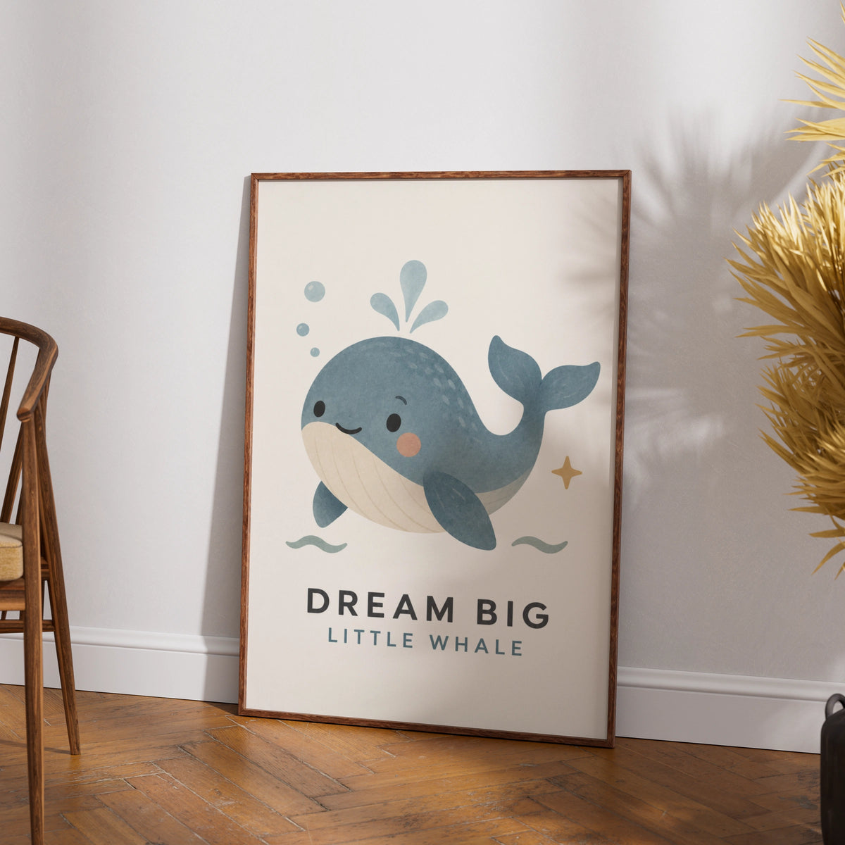 Dream Big Little Whale Nursery Print, Cute Whale Poster, Ocean Baby Room Wall Art