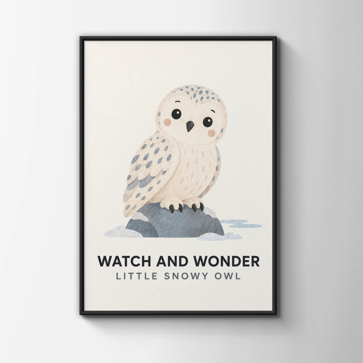 Snowy Owl Nursery Poster, Cute Owl Wall Art Print, Kids Room Decor, Baby Animal