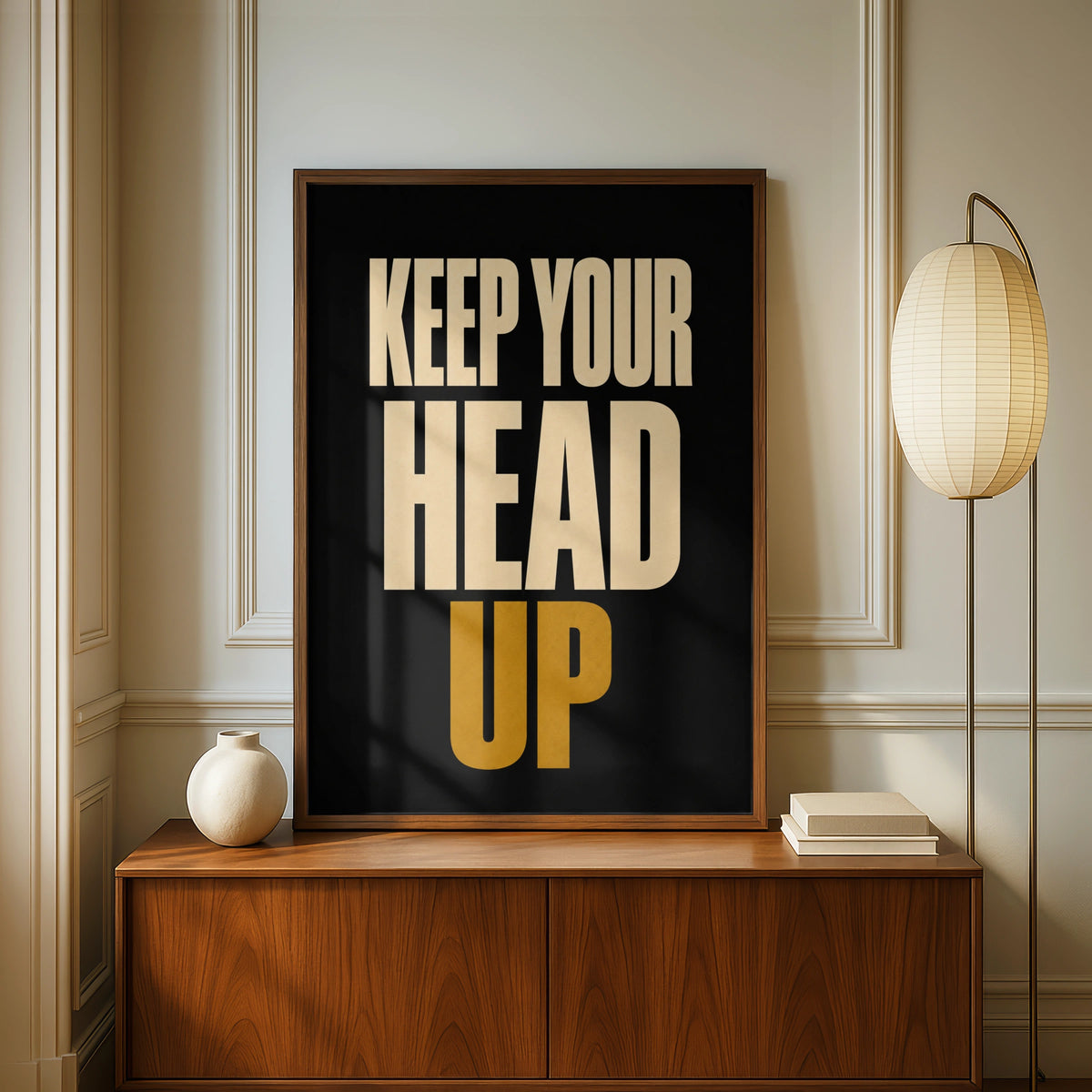 Keep Your Head Up Motivational Quote Poster, Bold Typography Wall Art Print