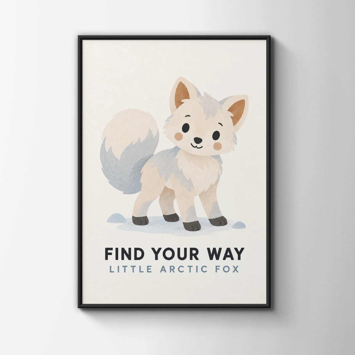 Arctic Fox Nursery Poster, Find Your Way, Cute Animal Kids Wall Art Print