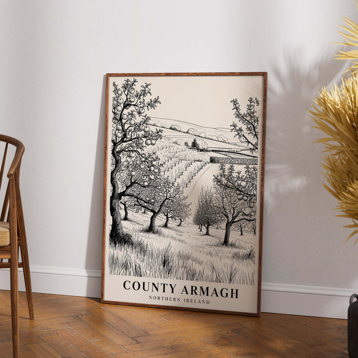 County Armagh Poster, Northern Ireland Apple Orchard Print, Irish Travel Wall Art