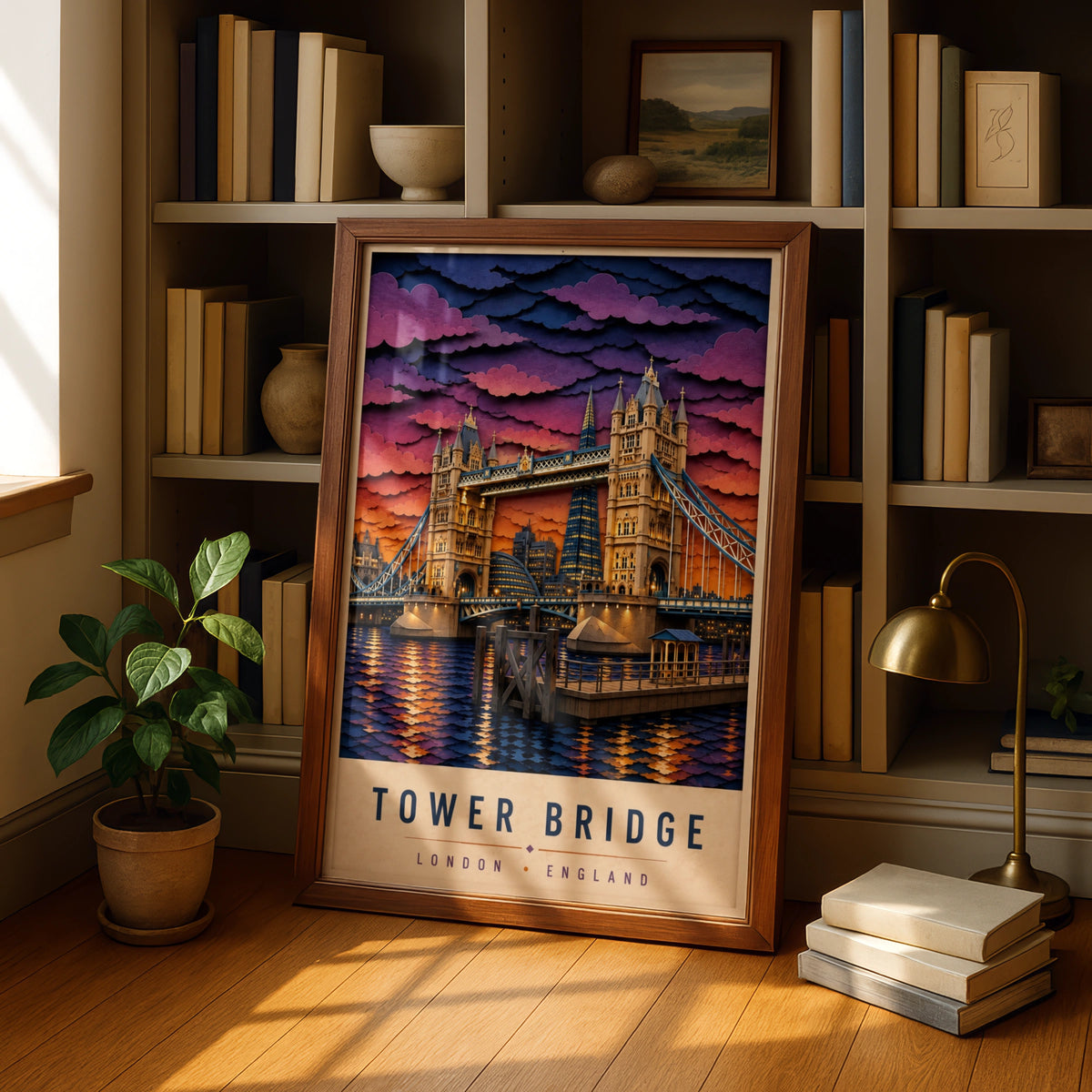 Tower Bridge London Poster, Paper Cut Art Print, England Travel Wall Decor