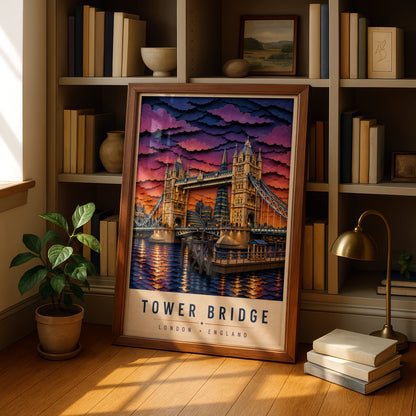 Tower Bridge London Poster, Paper Cut Art Print, England Travel Wall Decor