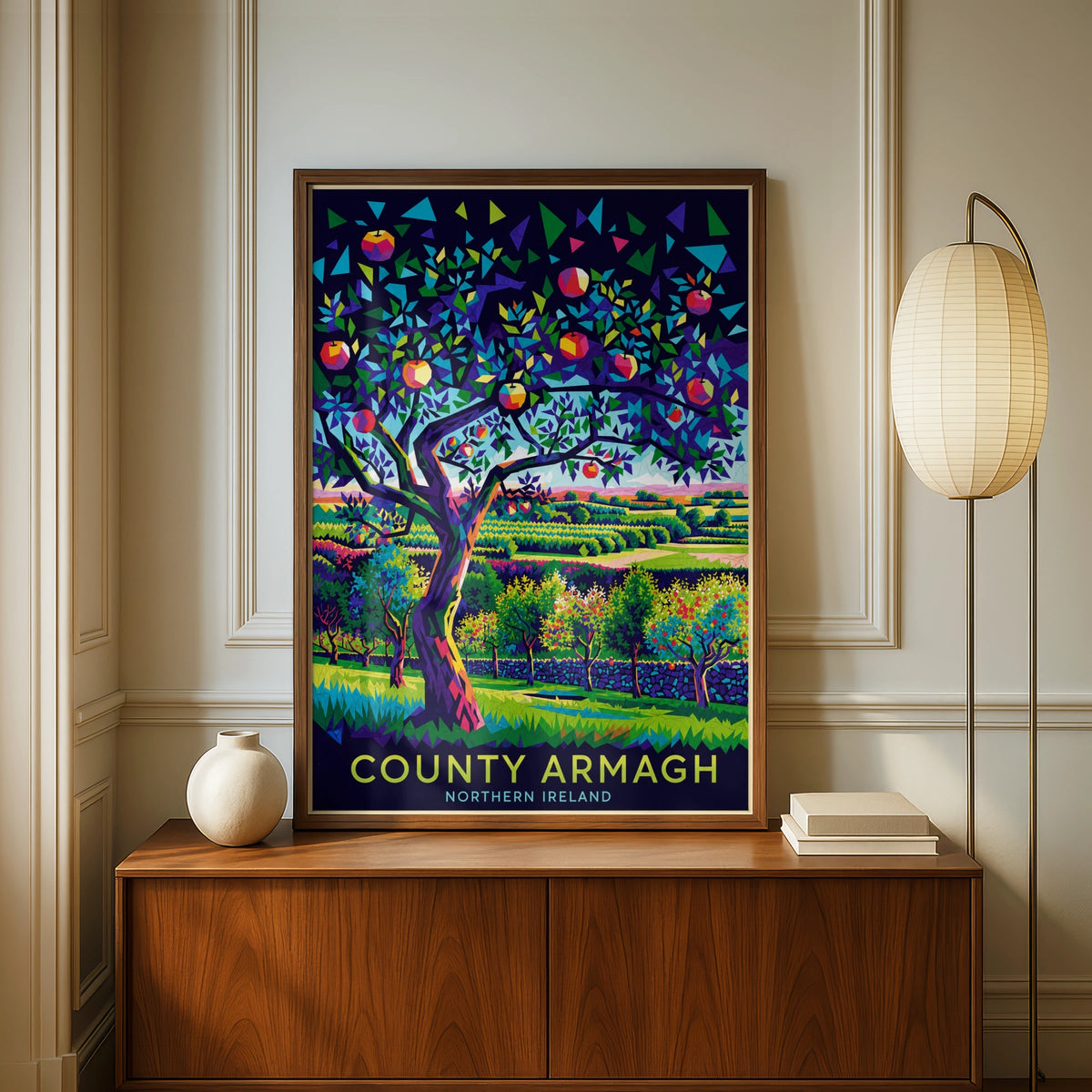 County Armagh Northern Ireland Poster, Apple Orchard Travel Art Print, Colourful Irish Wall Art