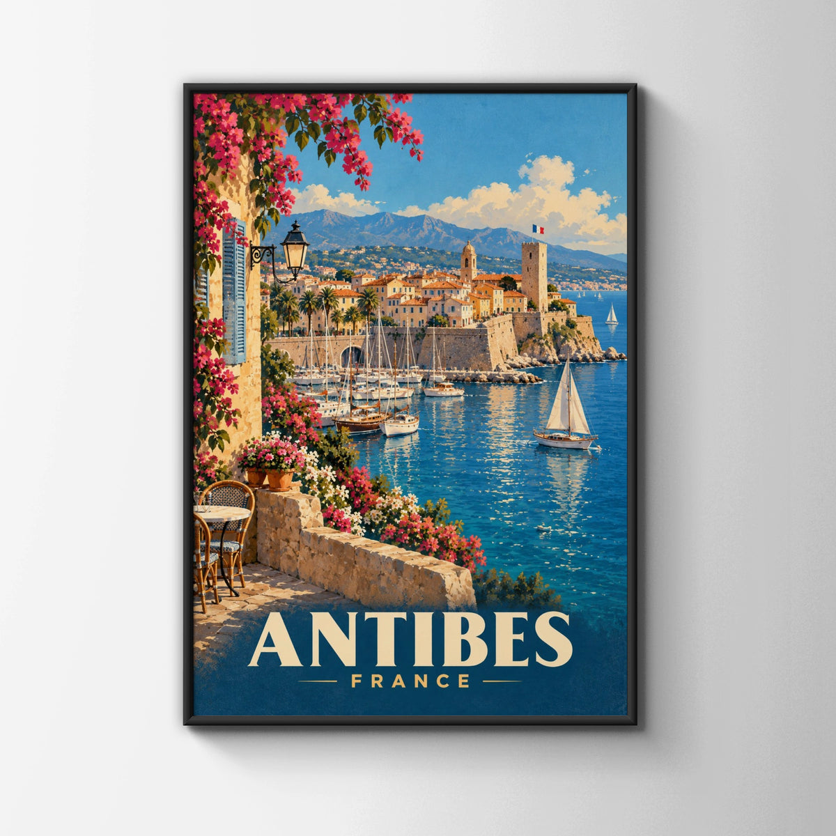 Antibes France Travel Poster, Vintage Cote d'Azur Wall Art, Mediterranean Print