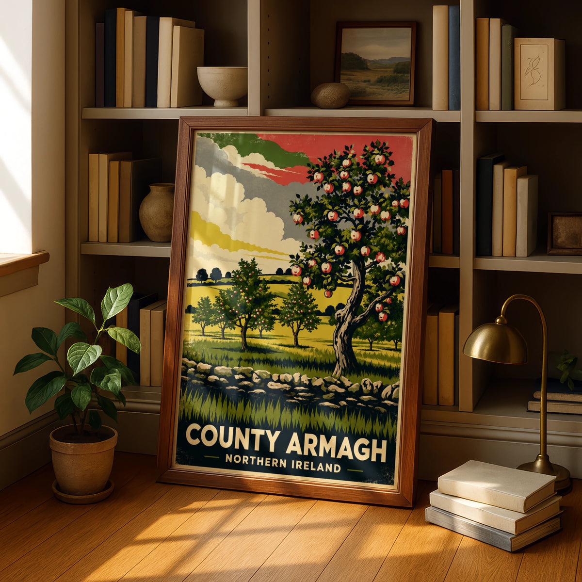 County Armagh Northern Ireland Poster, Apple Orchard Vintage Travel Wall Art Print