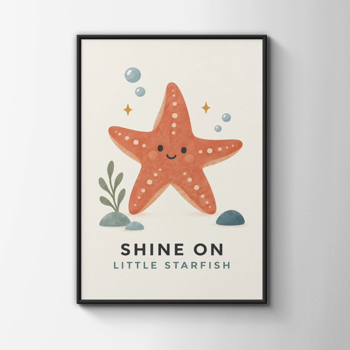 Shine On Little Starfish Print, Cute Ocean Nursery Wall Art, Children's Sea Poster