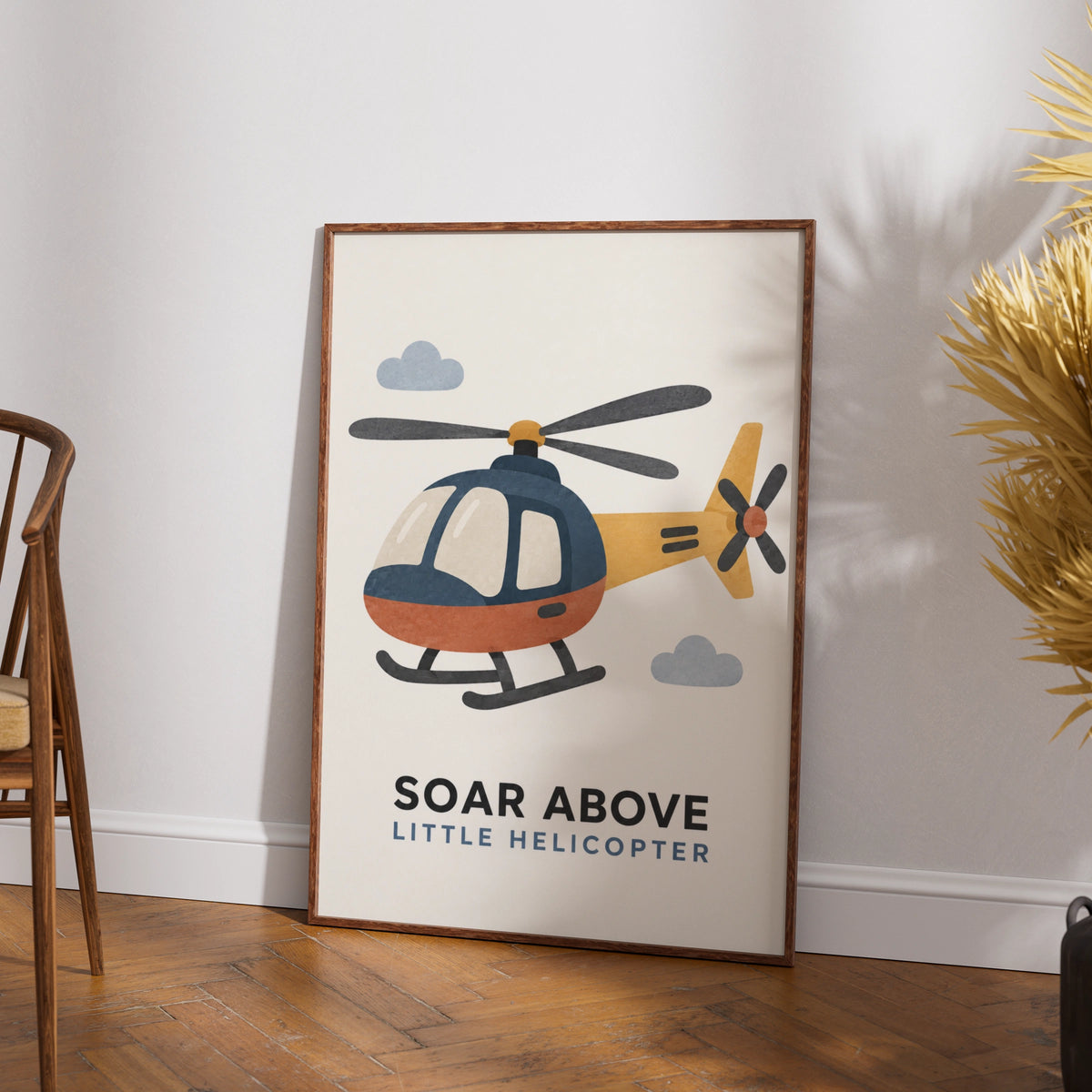 Helicopter Nursery Poster, Soar Above Little Helicopter Kids Wall Art Print