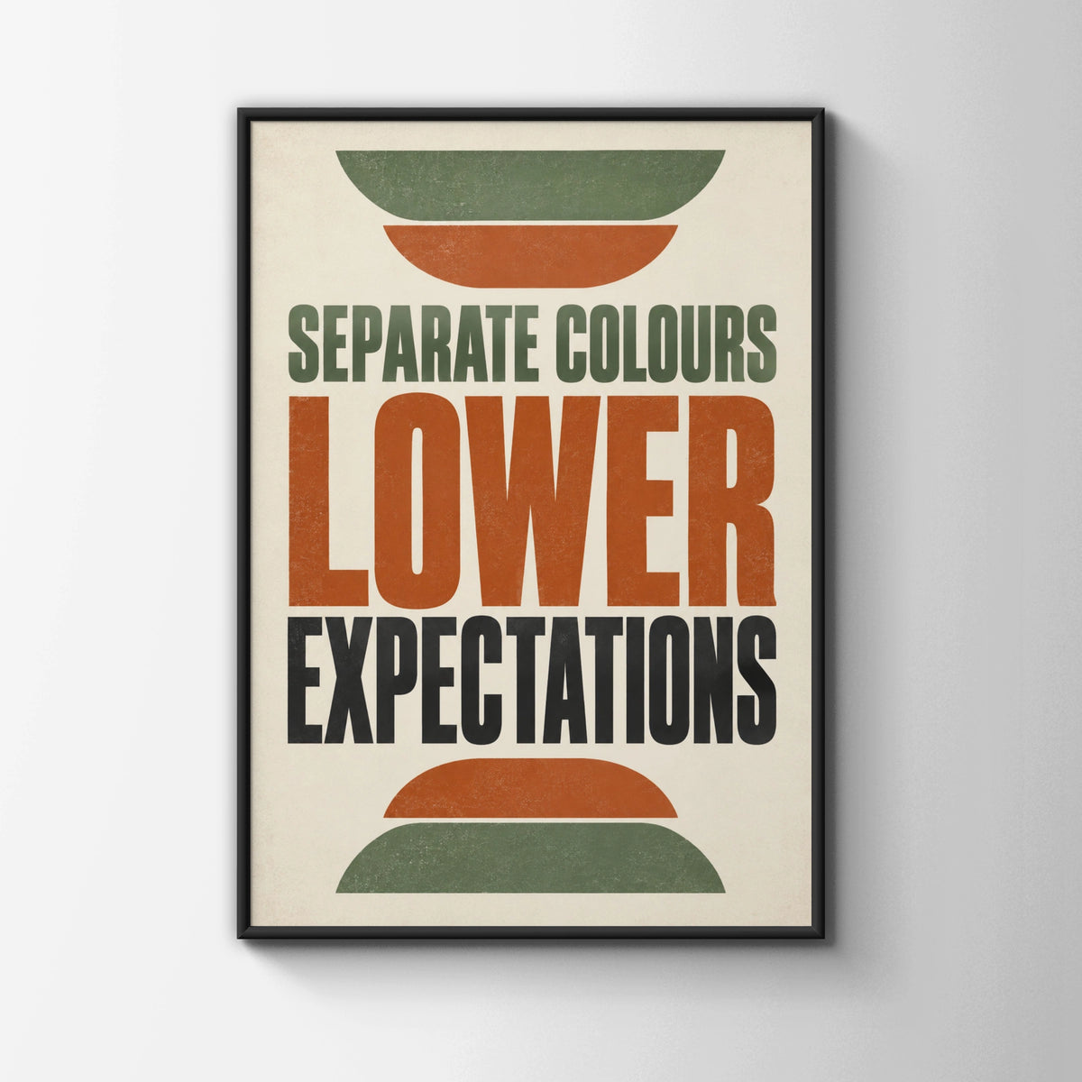 Lower Expectations Funny Quote Poster, Retro Humour Wall Art, Terracotta Green Home Print
