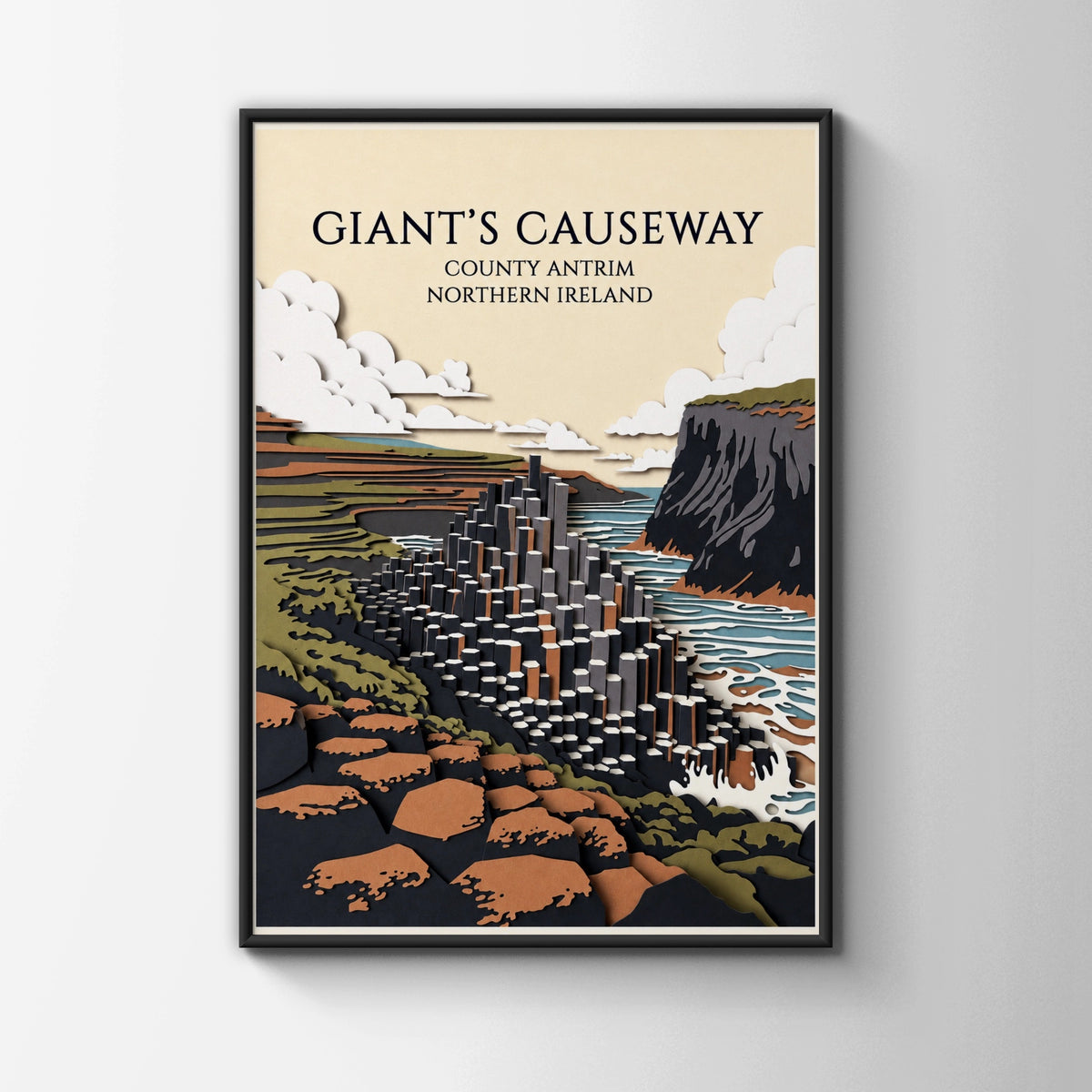 Giant's Causeway Poster, Northern Ireland Travel Print, County Antrim Wall Art
