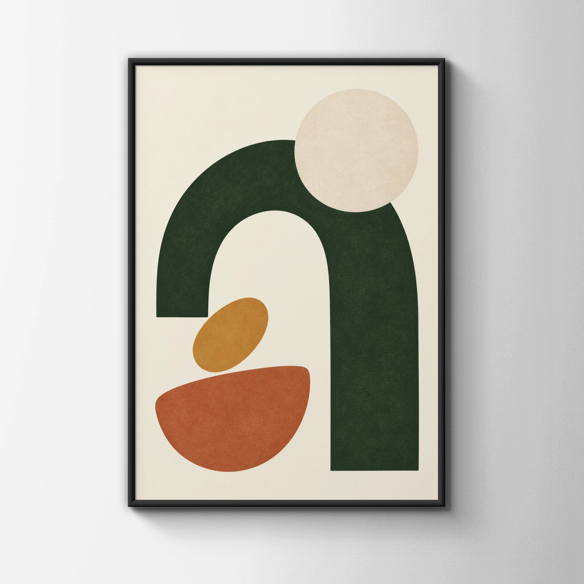 Forest Green Abstract Arch Poster, Geometric Shapes Wall Art, Earthy Boho Print