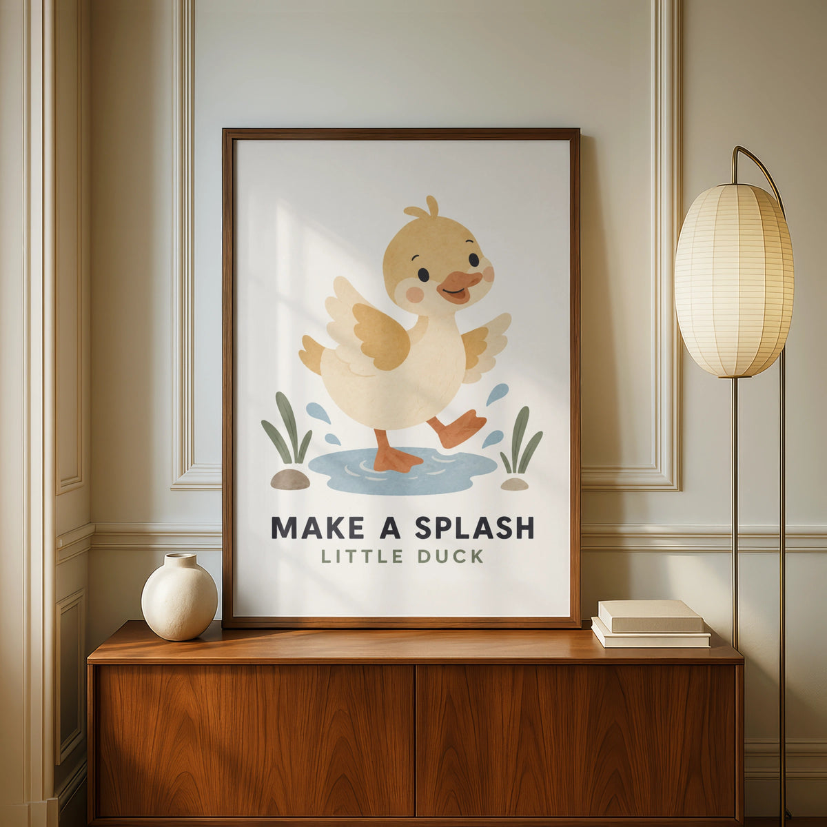 Make A Splash Little Duck Nursery Poster, Cute Duck Wall Art, Baby Animal Print