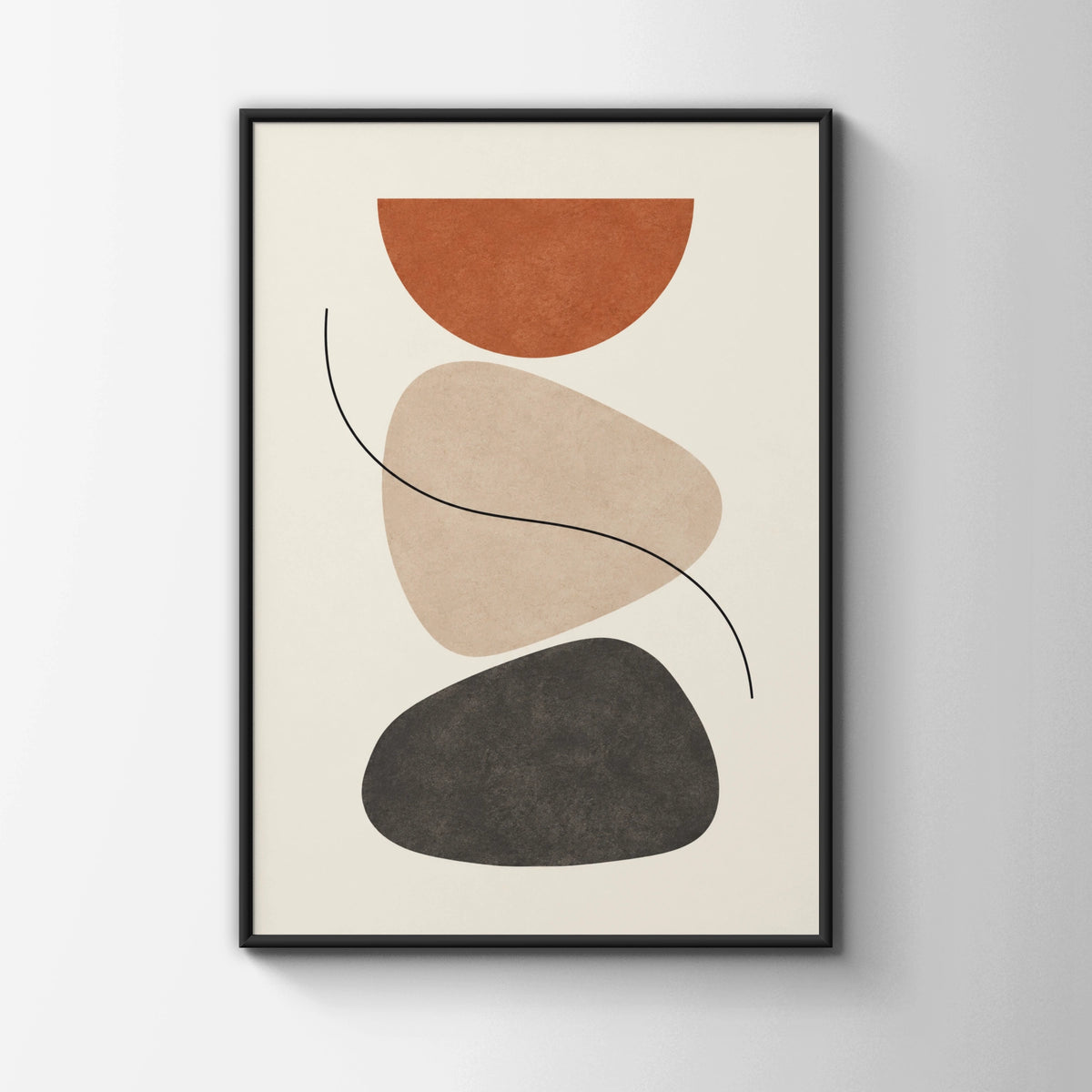 Terracotta Balance Stones Art Print, Minimalist Abstract Boho Wall Art, Neutral Decor