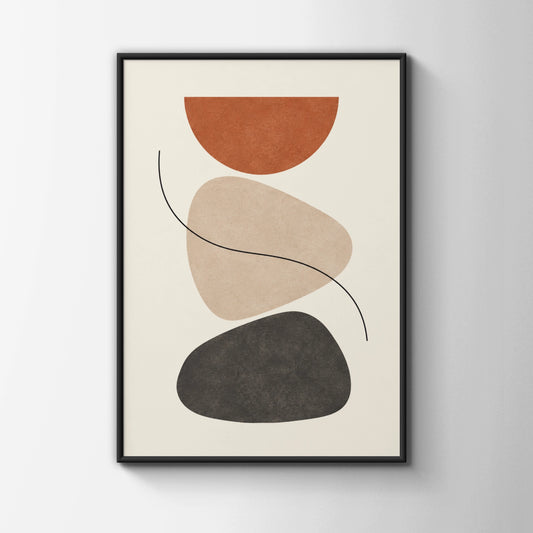 Terracotta Balance Stones Art Print, Minimalist Abstract Boho Wall Art, Neutral Decor