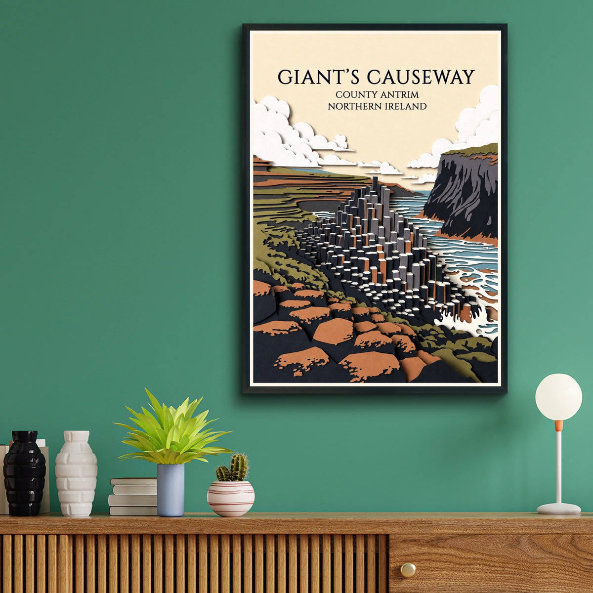 Giant's Causeway Poster, Northern Ireland Travel Print, County Antrim Wall Art