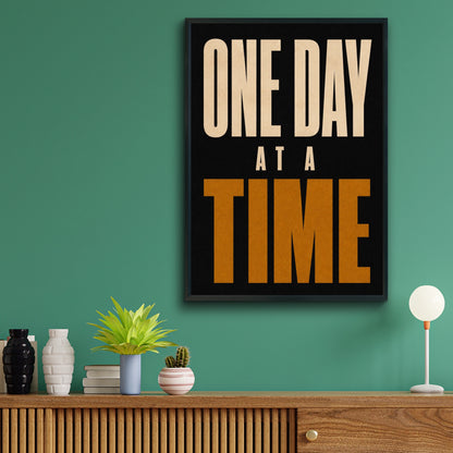 One Day At A Time Motivational Quote Poster, Bold Typography Wall Art Print